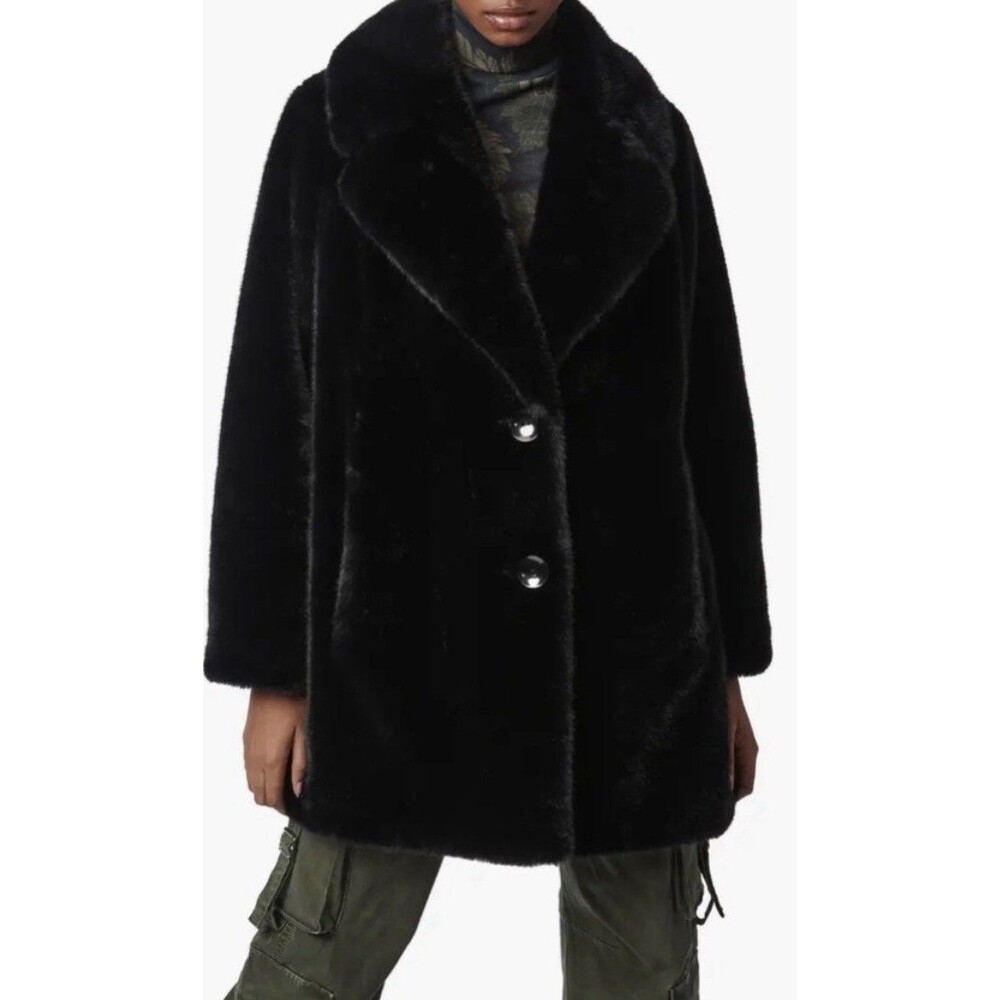 Bernardo Swing Faux Fur Coat - Black Size L